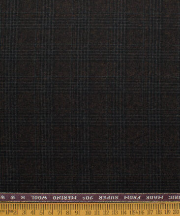 Raymond Men's 100% Merino Wool Super 90's Checks  2.20 Meter Unstitched Tweed Jacketing & Blazer Fabric (Dark Brown)