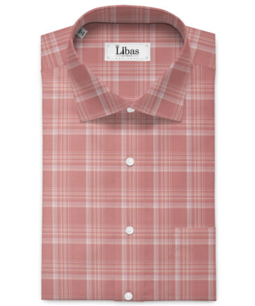 Soktas Men's Giza Cotton Checks  Unstitched Shirting Fabric (Blush Peach)