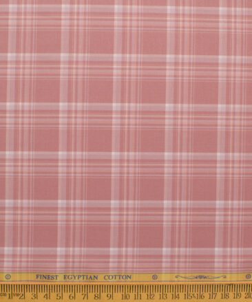 Soktas Men's Giza Cotton Checks  Unstitched Shirting Fabric (Blush Peach)