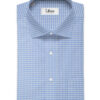 Soktas Men's Giza Cotton Checks  Unstitched Shirting Fabric (White & Sky Blue)