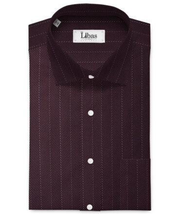 Soktas Men's 80/2 Giza Cotton Striped  Unstitched Shirting Fabric (Dark Wine)