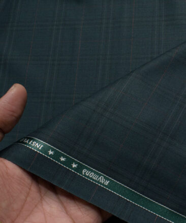 Raymond Men's Polyester Viscose  Checks  Unstitched Suiting Fabric (Dark Sea Green)