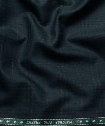 Raymond Men's Polyester Viscose  Checks  Unstitched Suiting Fabric (Dark Sea Green)