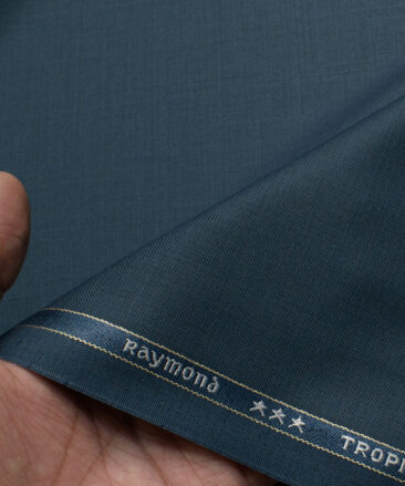 Raymond Men's Polyester Viscose  Self Design  Unstitched Suiting Fabric (Nile Blue)