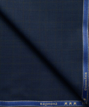 Raymond Men's Polyester Viscose  Checks  Unstitched Suiting Fabric (Dark Royal Blue)