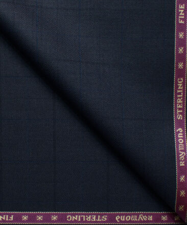 Raymond Men's Polyester Viscose  Checks  Unstitched Suiting Fabric (Dark Navy Blue)