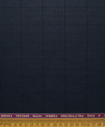 Raymond Men's Polyester Viscose  Checks  Unstitched Suiting Fabric (Dark Navy Blue)