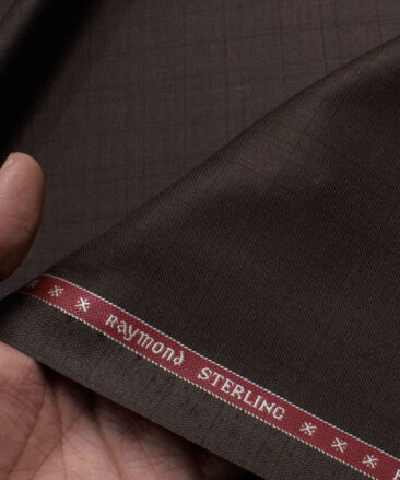 Raymond Men's Polyester Viscose  Checks  Unstitched Suiting Fabric (Dark Brown)