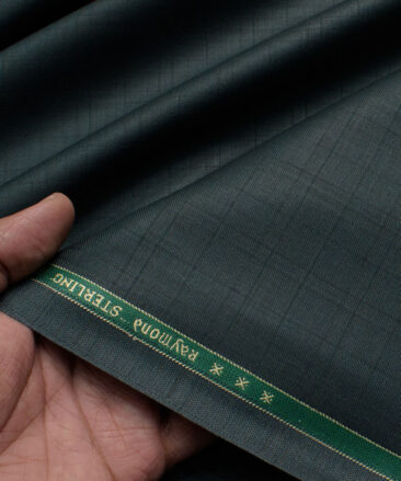 Raymond Men's Polyester Viscose  Checks  Unstitched Suiting Fabric (Dark Sea Green)