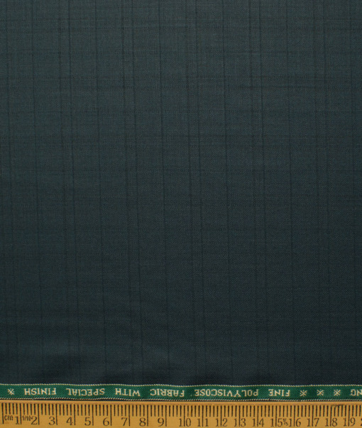 Raymond Men's Polyester Viscose  Checks  Unstitched Suiting Fabric (Dark Sea Green)