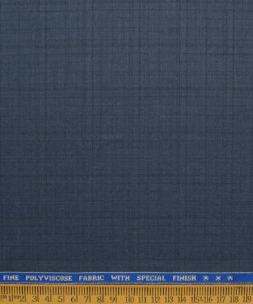 Raymond Men's Polyester Viscose  Checks  Unstitched Suiting Fabric (Blueish Grey)