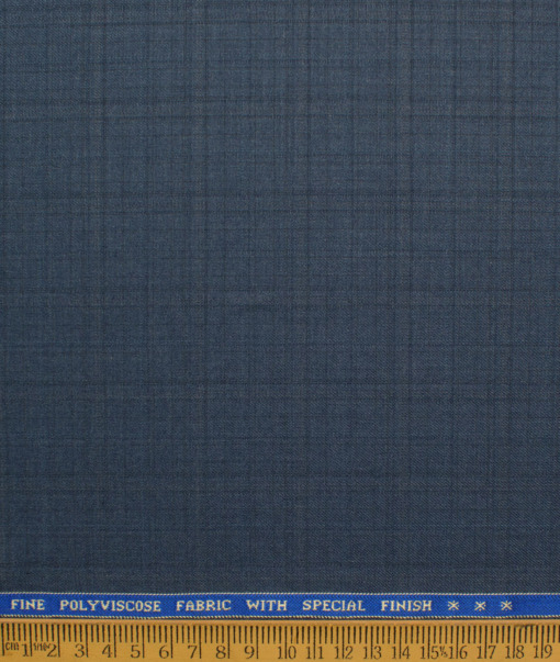 Raymond Men's Polyester Viscose  Checks  Unstitched Suiting Fabric (Blueish Grey)