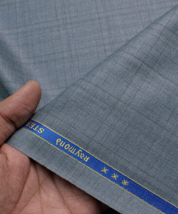 Raymond Men's Polyester Viscose  Checks  Unstitched Suiting Fabric (Greyish Blue)