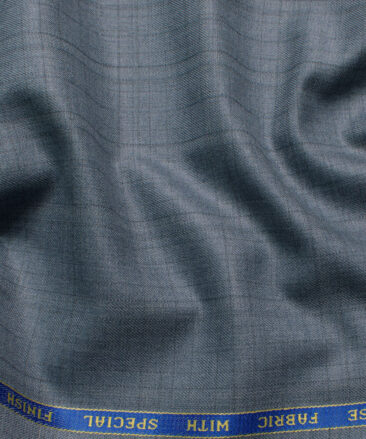 Raymond Men's Polyester Viscose  Checks  Unstitched Suiting Fabric (Greyish Blue)