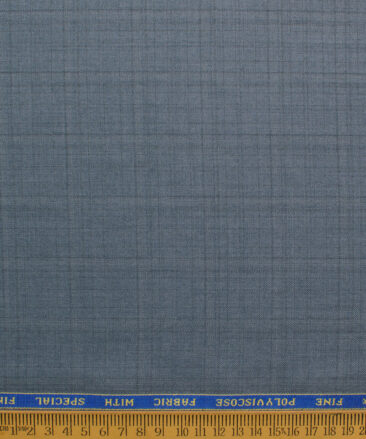 Raymond Men's Polyester Viscose  Checks  Unstitched Suiting Fabric (Greyish Blue)