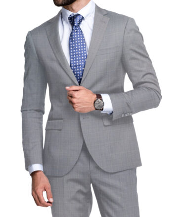 Raymond Men's Polyester Viscose  Checks  Unstitched Suiting Fabric (Light Grey)