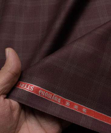 Raymond Men's Polyester Viscose  Checks  Unstitched Suiting Fabric (Wine)