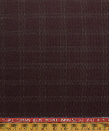 Raymond Men's Polyester Viscose  Checks  Unstitched Suiting Fabric (Wine)