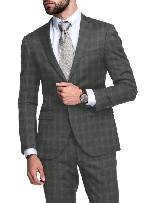 Raymond Men's Polyester Viscose  Checks  Unstitched Suiting Fabric (Dark Grey)