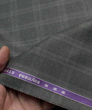 Raymond Men's Polyester Viscose  Checks  Unstitched Suiting Fabric (Dark Grey)