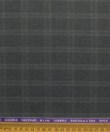 Raymond Men's Polyester Viscose  Checks  Unstitched Suiting Fabric (Dark Grey)