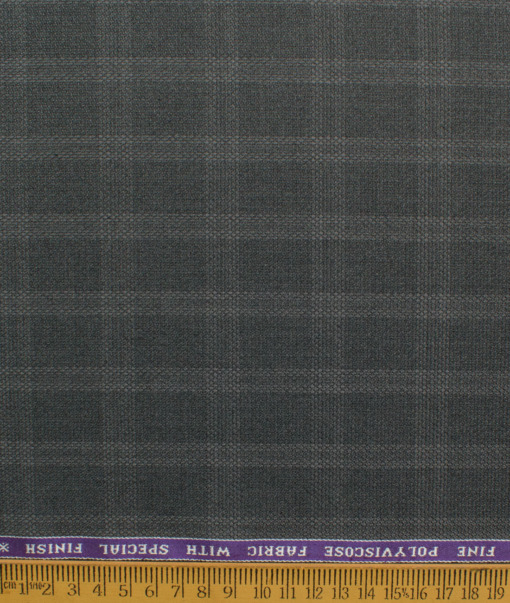 Raymond Men's Polyester Viscose  Checks  Unstitched Suiting Fabric (Dark Grey)