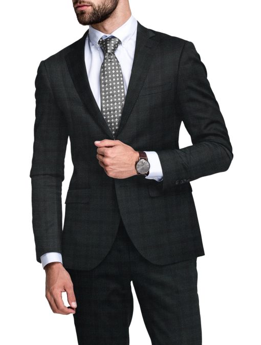 Raymond Men's 20% Wool  Checks  Unstitched Suiting Fabric (Blackish Grey)