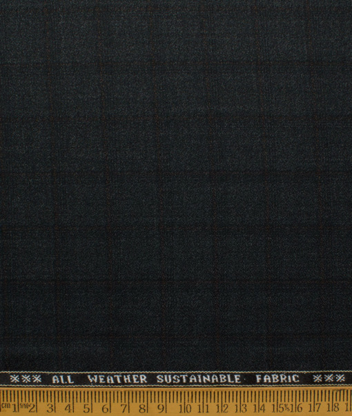 Raymond Men's 20% Wool  Checks  Unstitched Suiting Fabric (Blackish Grey)