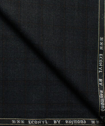 Raymond Men's 20% Wool  Checks  Unstitched Suiting Fabric (Blackish Grey)