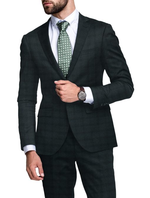 Raymond Men's 20% Wool  Checks  Unstitched Suiting Fabric (Dark Green)