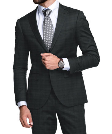 J.Hampstead Men's 20% Wool Super 100's Checks  Unstitched Suiting Fabric (Blackish Grey)