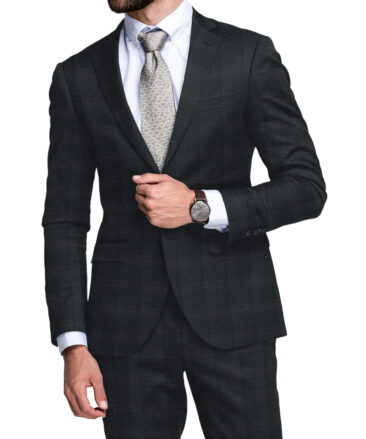 Raymond Men's 100% Wool Super 100's Checks  Unstitched Suiting Fabric (Dark Grey)