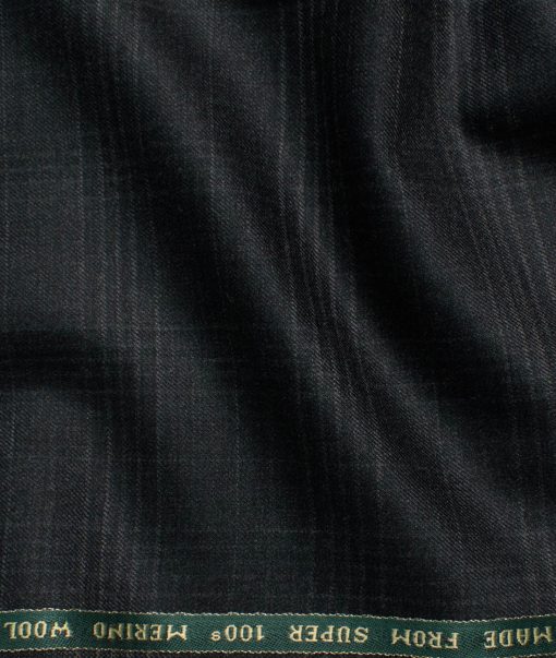 Raymond Men's 100% Wool Super 100's Checks  Unstitched Suiting Fabric (Dark Grey)