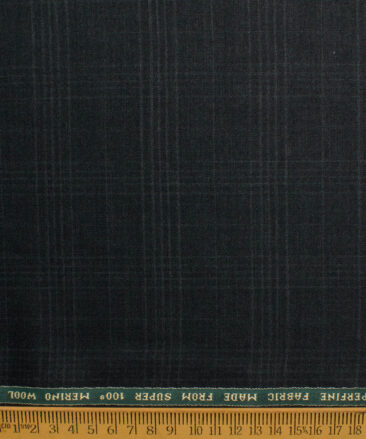 Raymond Men's 100% Wool Super 100's Checks  Unstitched Suiting Fabric (Dark Grey)