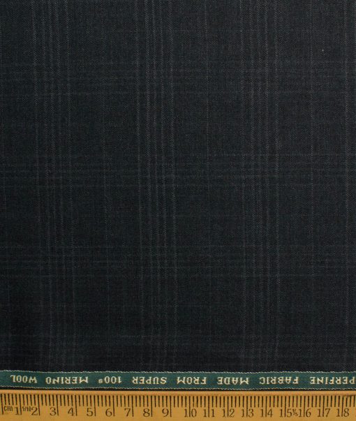 Raymond Men's 100% Wool Super 100's Checks  Unstitched Suiting Fabric (Dark Grey)