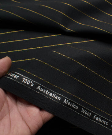 Zaccari Men's 45% Wool Super 130's Striped  Unstitched Suiting Fabric (Black)