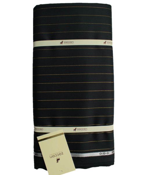 Zaccari Men's 45% Wool Super 130's Striped  Unstitched Suiting Fabric (Black) - Image 6