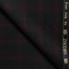 Zaccari Men's 45% Wool Super 130's Checks  Unstitched Suiting Fabric (Black & Maroon)