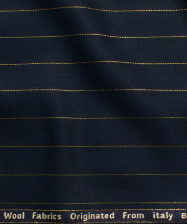 Zaccari Men's 45% Wool Super 130's Striped  Unstitched Suiting Fabric (Dark Blue)