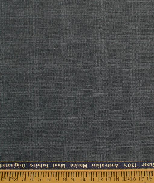 Zaccari Men's 45% Wool Super 130's Checks  Unstitched Suiting Fabric (Dark Grey)