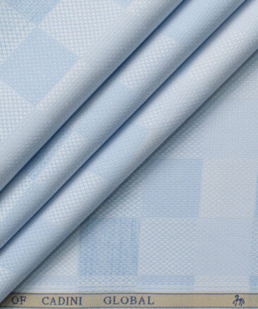 Cadini Men's Giza Cotton Checks  Unstitched Shirting Fabric (Sky Blue)