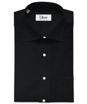 Luthai Men's 2/120's Supima Cotton Solids  Unstitched Shirting Fabric (Jet Black)