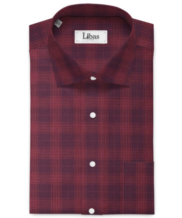 Montivora Men's Pure Cotton Checks  Unstitched Shirting Fabric (Wine & Red)