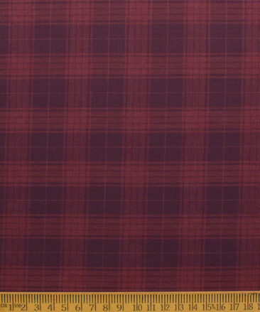 Montivora Men's Pure Cotton Checks  Unstitched Shirting Fabric (Wine & Red)