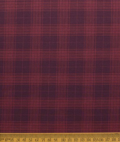 Montivora Men's Pure Cotton Checks  Unstitched Shirting Fabric (Wine & Red)