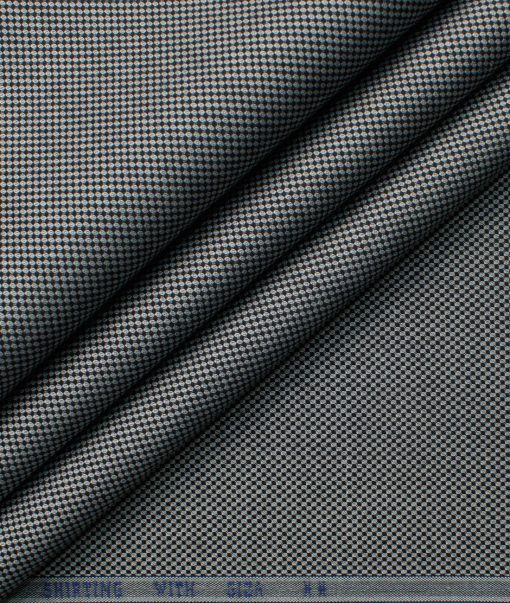 Montivora Men's Giza Cotton Structured  Unstitched Shirting Fabric (Grey & Black)