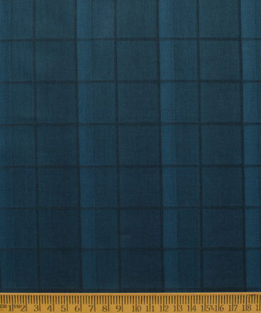 Montivora Men's Giza Cotton Checks  Unstitched Shirting Fabric (Teal Blue)