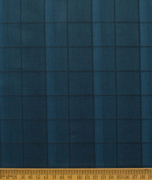 Montivora Men's Giza Cotton Checks  Unstitched Shirting Fabric (Teal Blue)