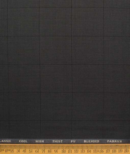 J.hampstead Men's Polyester Viscose  Checks  Unstitched Suiting Fabric (Dark Grey)