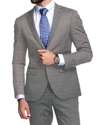 J.hampstead Men's Polyester Viscose  Checks  Unstitched Suiting Fabric (Grey)